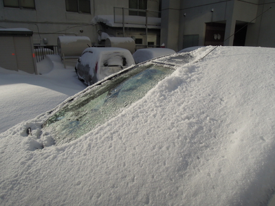 車に積もった雪（翌朝）
